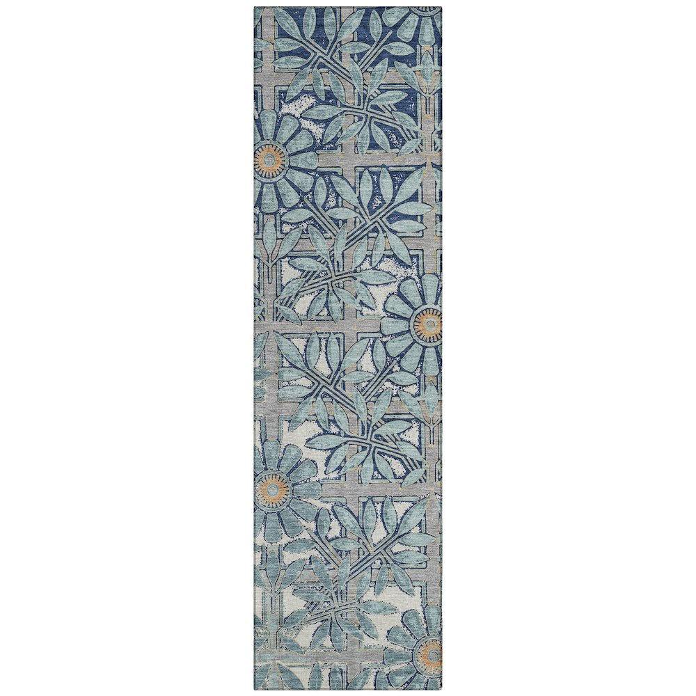 Machine Washable Indoor/Outdoor Chantille ACN2775 Blue 2'3" x 7'6" Runner Rug. Picture 1