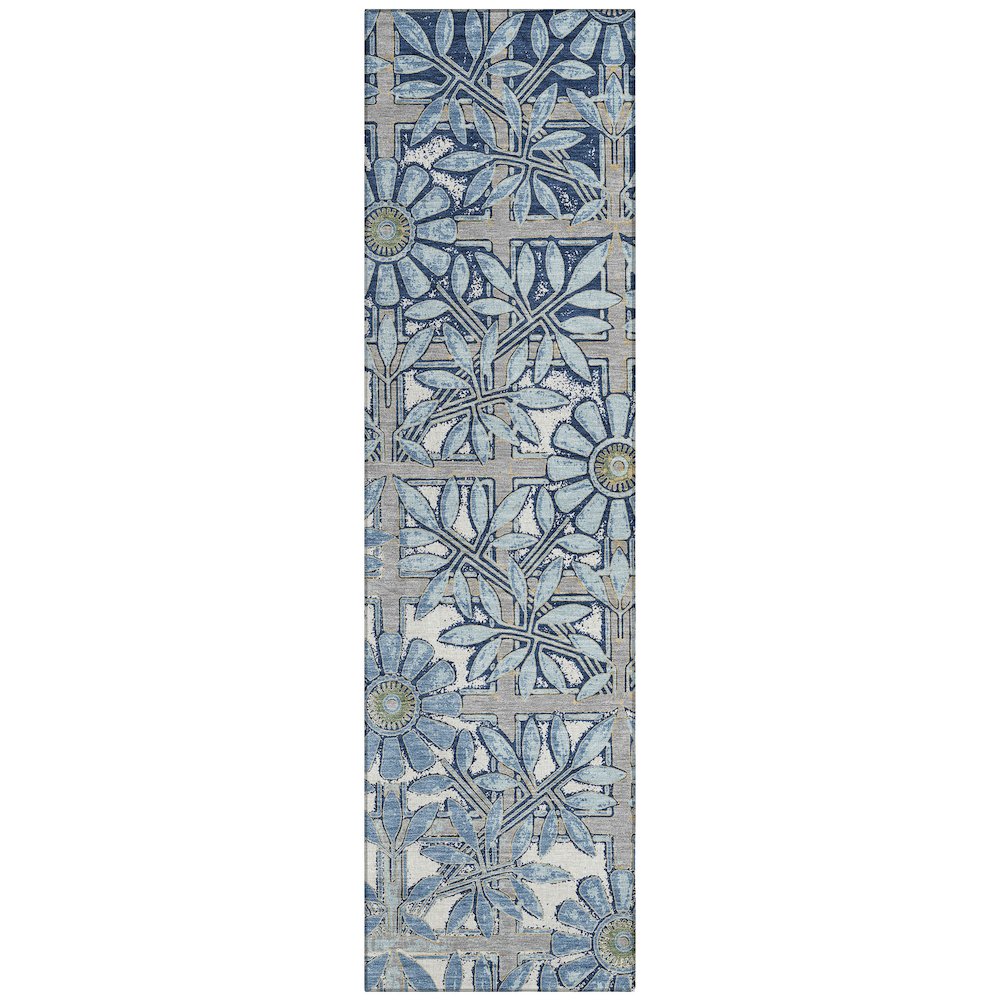 Machine Washable Indoor/Outdoor Chantille ACN2775 Blue 2'3" x 7'6" Runner Rug. Picture 1