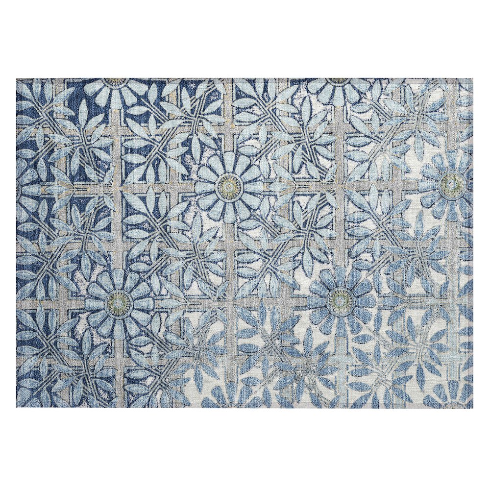 Machine Washable Indoor/Outdoor Chantille ACN2775 Blue 1'8" x 2'6" Rug. Picture 1