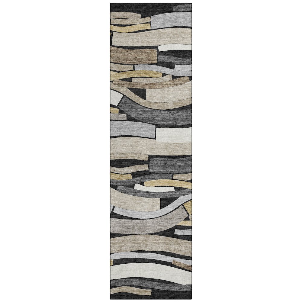 Machine Washable Indoor/Outdoor Chantille ACN2776 Black 2'3" x 7'6" Runner Rug. Picture 1