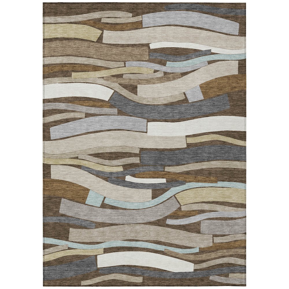 Machine Washable Indoor/Outdoor Chantille ACN2776 Brown 3' x 5' Rug. Picture 1