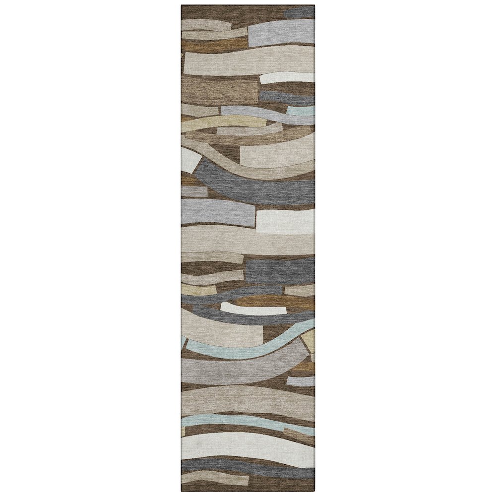 Machine Washable Indoor/Outdoor Chantille ACN2776 Brown 2'3" x 7'6" Runner Rug. Picture 1