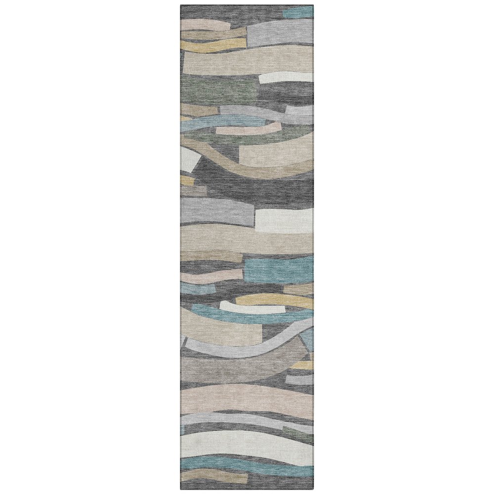 Machine Washable Indoor/Outdoor Chantille ACN2776 Gray 2'3" x 7'6" Runner Rug. Picture 1