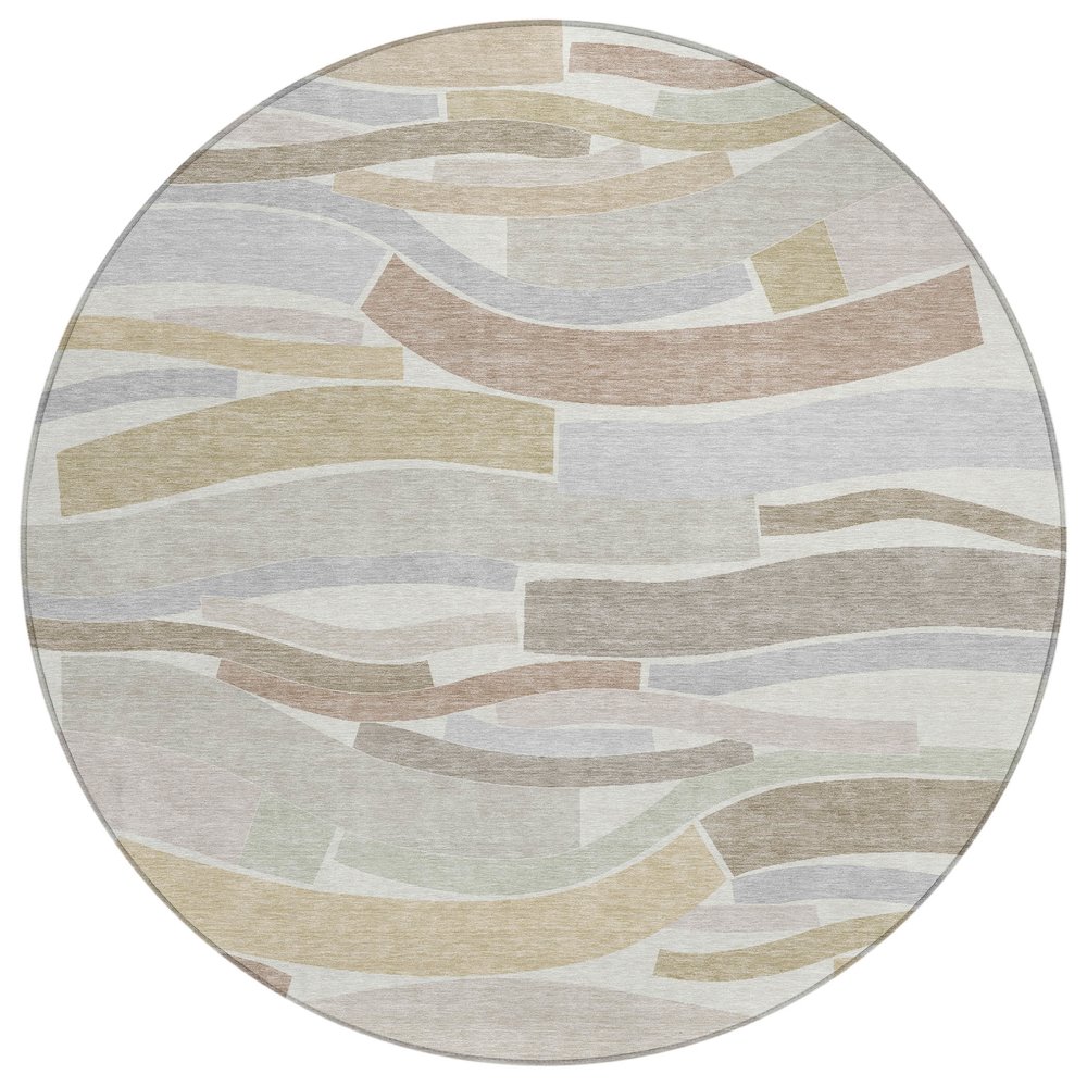 Machine Washable Indoor/Outdoor Chantille ACN2776 Ivory 8' x 8' Round Rug. Picture 1
