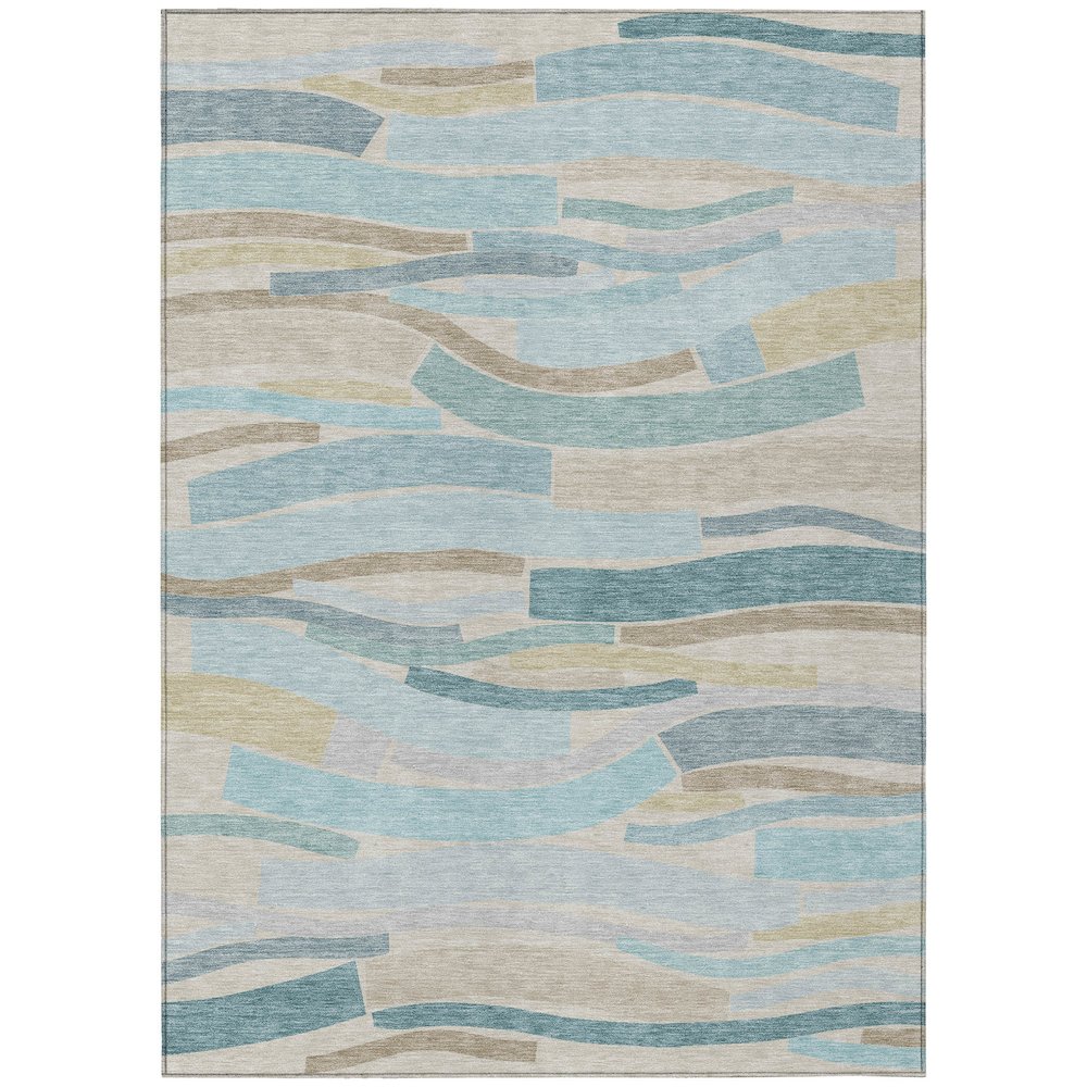 Machine Washable Indoor/Outdoor Chantille ACN2776 Teal 3' x 5' Rug. Picture 1