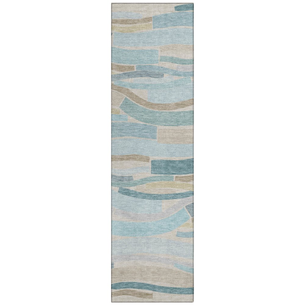 Machine Washable Indoor/Outdoor Chantille ACN2776 Teal 2'3" x 7'6" Runner Rug. Picture 1