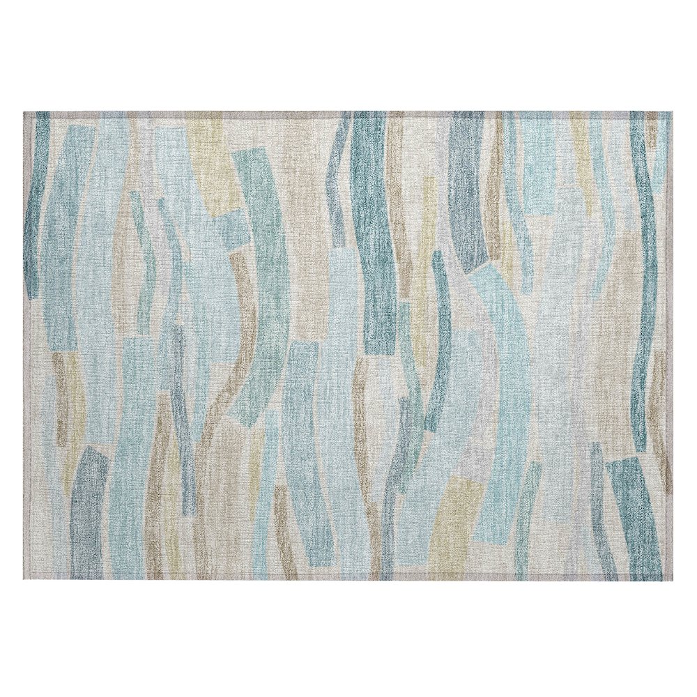 Machine Washable Indoor/Outdoor Chantille ACN2776 Teal 1'8" x 2'6" Rug. Picture 1