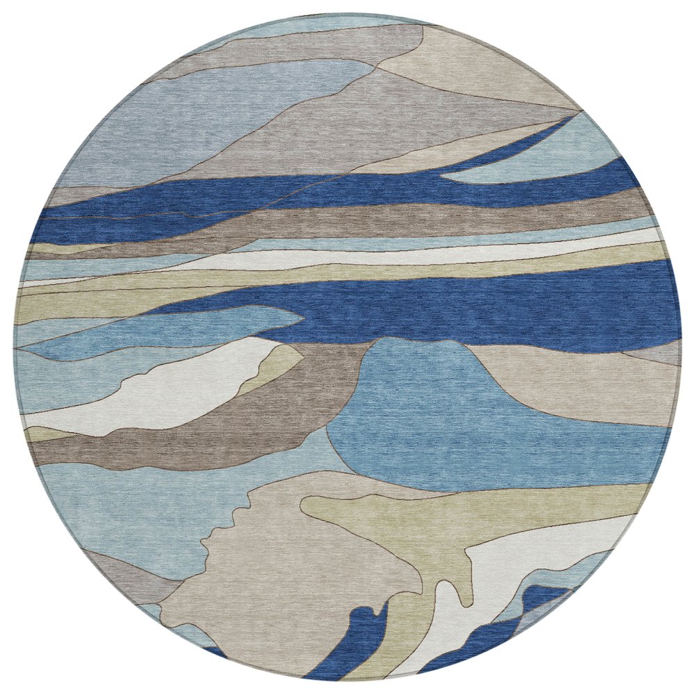 Machine Washable Indoor/Outdoor Chantille ACN2777 Blue 8' x 8' Round Rug. Picture 1