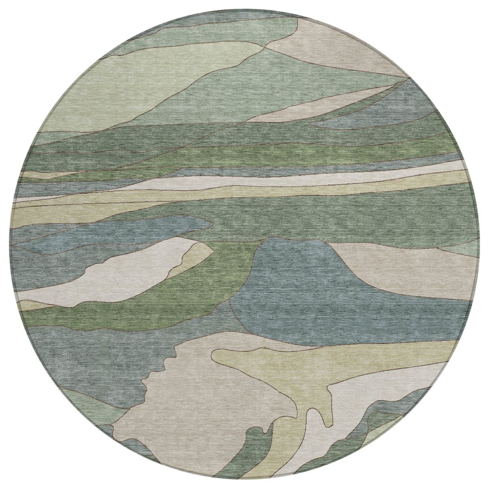 Machine Washable Indoor/Outdoor Chantille ACN2777 Green 8' x 8' Round Rug. Picture 1