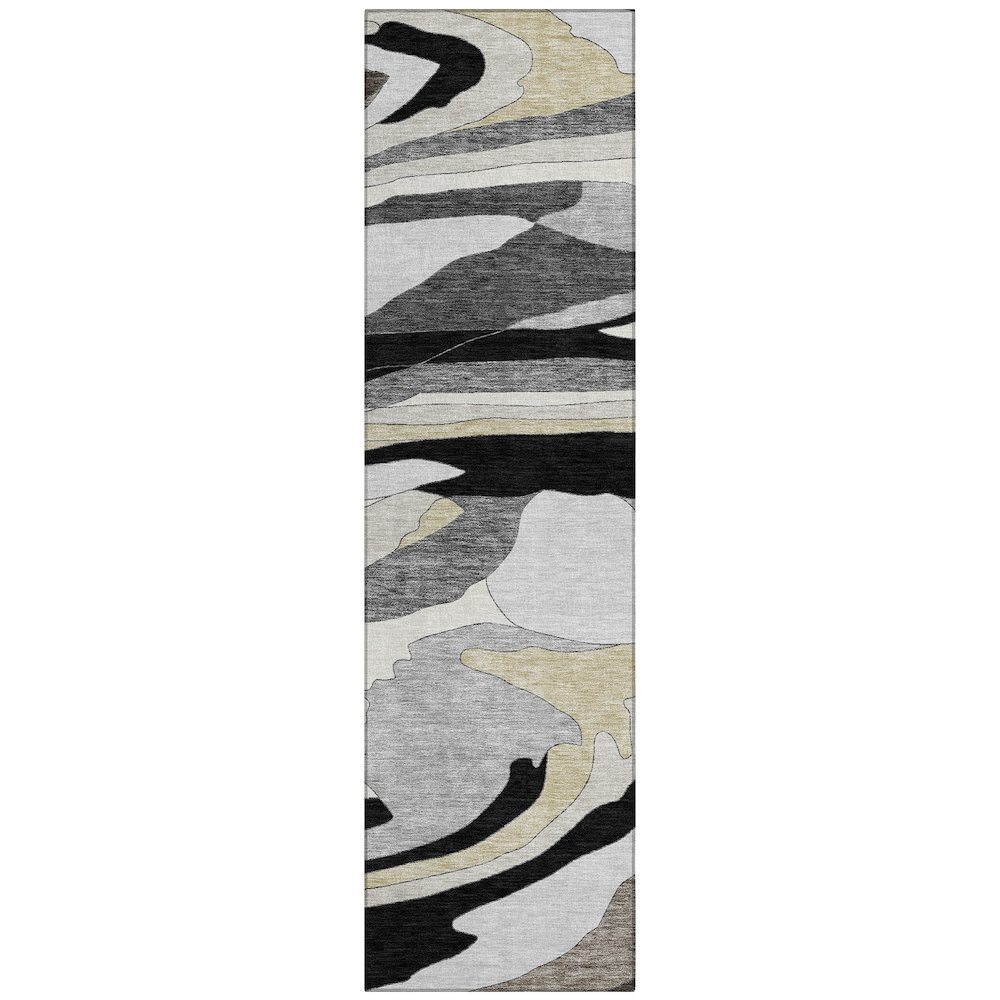 Machine Washable Indoor/Outdoor Chantille ACN2777 Black 2'3" x 7'6" Runner Rug. Picture 1