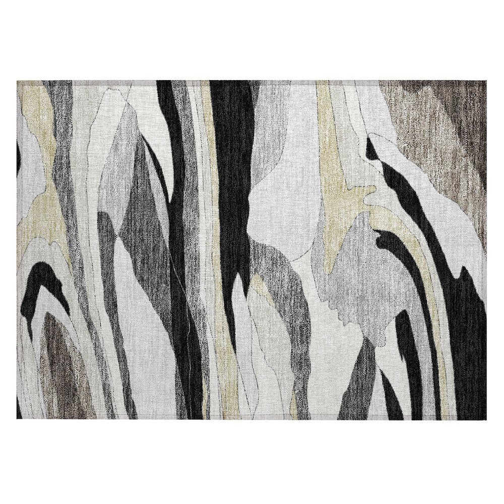 Machine Washable Indoor/Outdoor Chantille ACN2777 Black 1'8" x 2'6" Rug. Picture 1