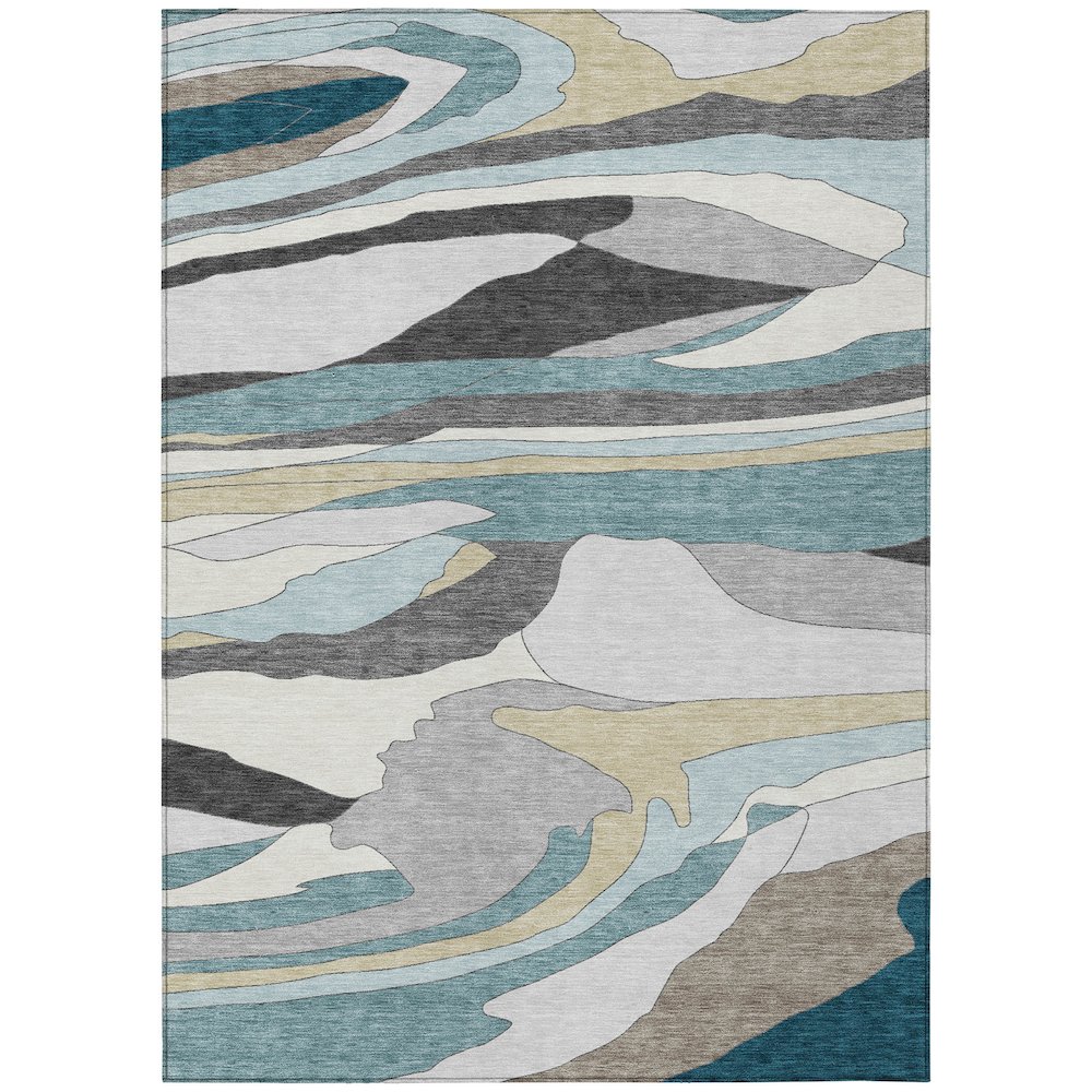 Machine Washable Indoor/Outdoor Chantille ACN2777 Teal 3' x 5' Rug. Picture 1