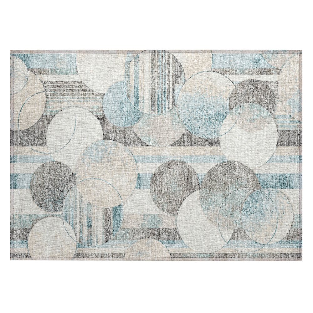 Machine Washable Indoor/Outdoor Chantille ACN2778 Teal 1'8" x 2'6" Rug. Picture 1