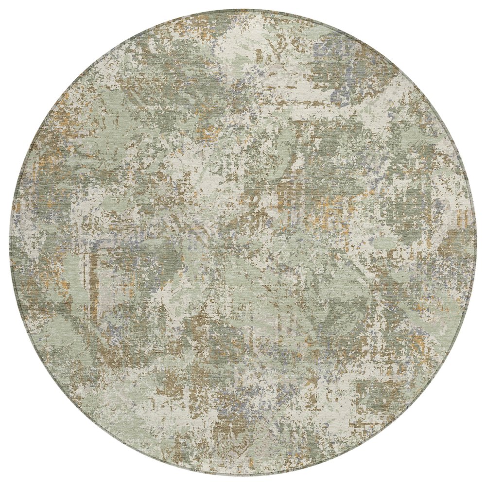 Machine Washable Indoor/Outdoor Chantille ACN2779 Green 8' x 8' Round Rug. Picture 1