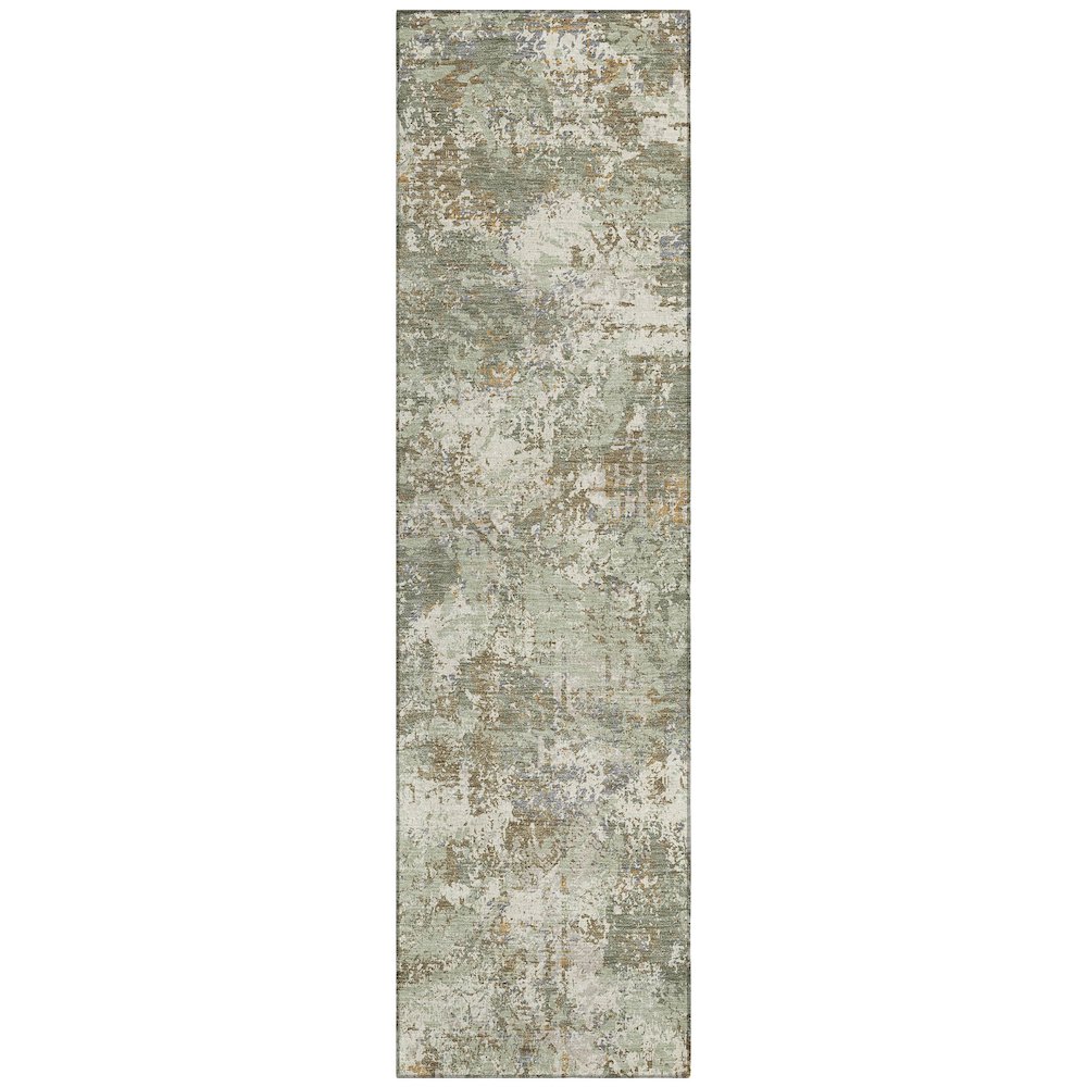 Machine Washable Indoor/Outdoor Chantille ACN2779 Green 2'3" x 7'6" Runner Rug. Picture 1