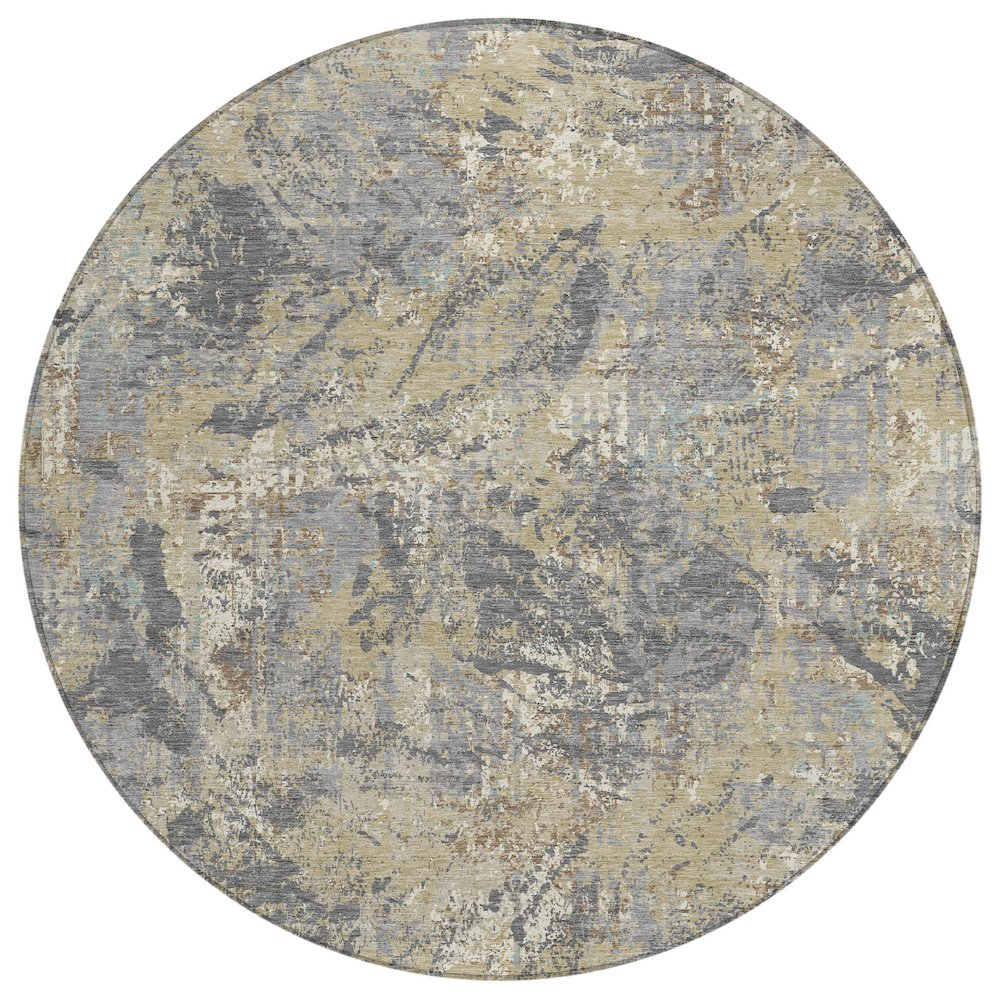 Machine Washable Indoor/Outdoor Chantille ACN2779 Gray 8' x 8' Round Rug. Picture 1