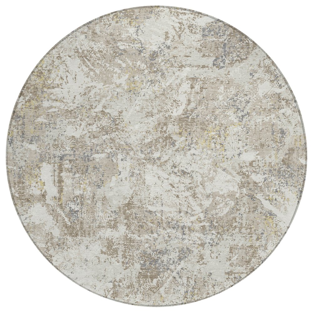 Machine Washable Indoor/Outdoor Chantille ACN2779 Ivory 8' x 8' Round Rug. Picture 1