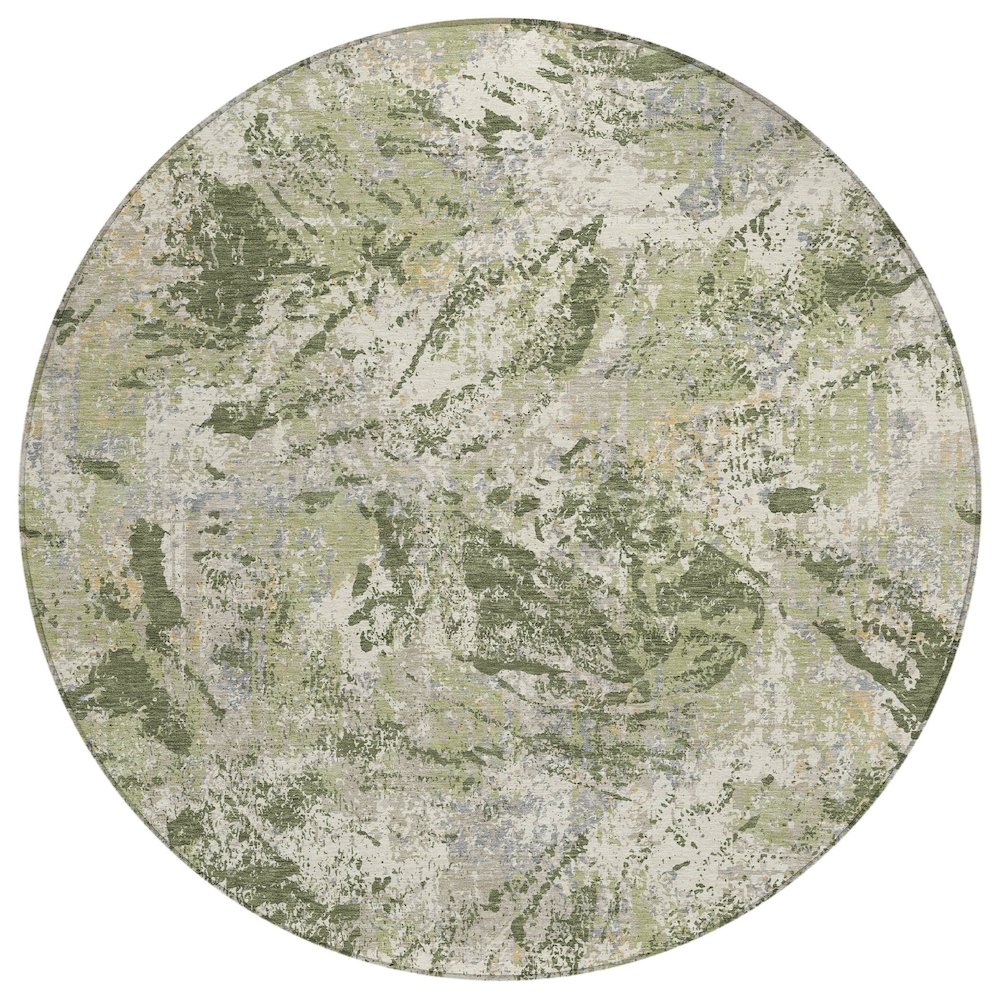 Machine Washable Indoor/Outdoor Chantille ACN2779 Green 8' x 8' Round Rug. Picture 1
