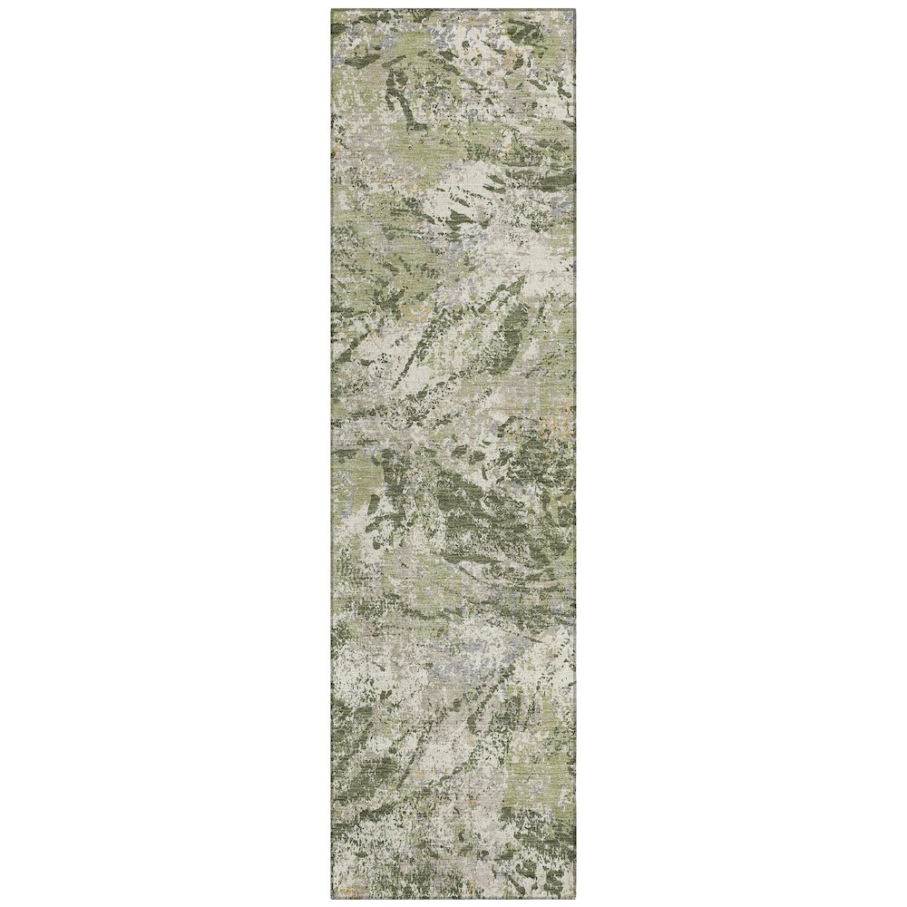 Machine Washable Indoor/Outdoor Chantille ACN2779 Green 2'3" x 7'6" Runner Rug. Picture 1