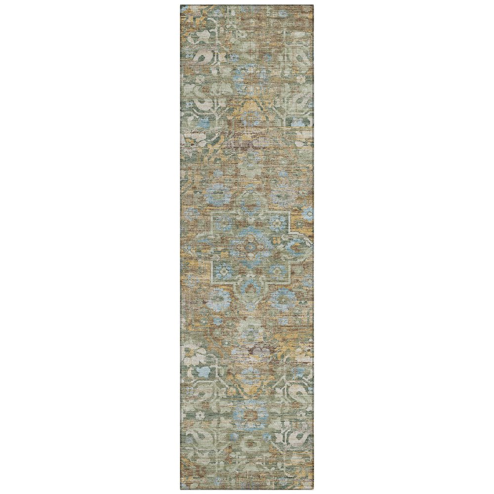 Machine Washable Indoor/Outdoor Chantille ACN2782 Green 2'3" x 7'6" Runner Rug. Picture 1