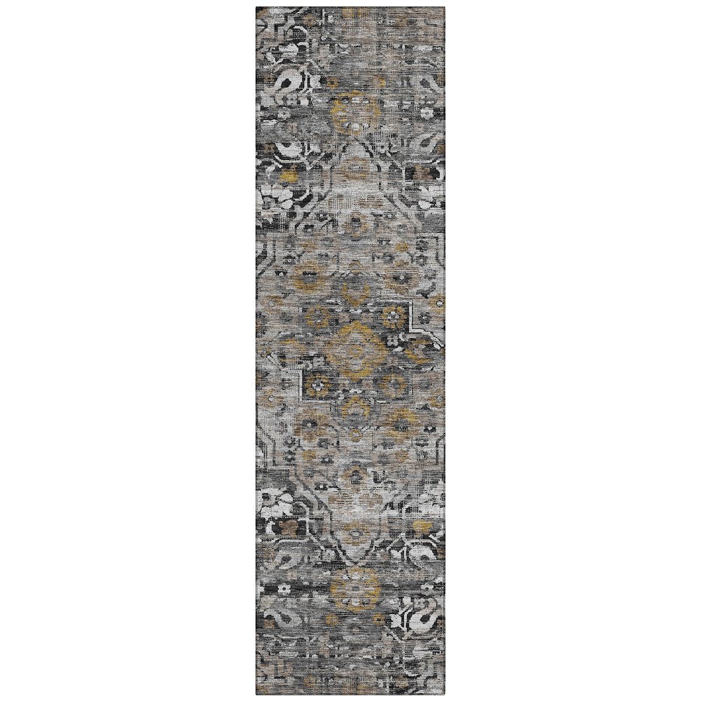 Machine Washable Indoor/Outdoor Chantille ACN2782 Black 2'3" x 7'6" Runner Rug. Picture 1