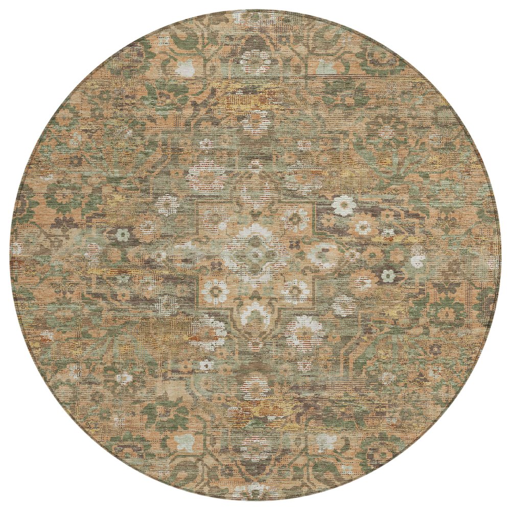 Machine Washable Indoor/Outdoor Chantille ACN2782 Orange 8' x 8' Round Rug. Picture 1