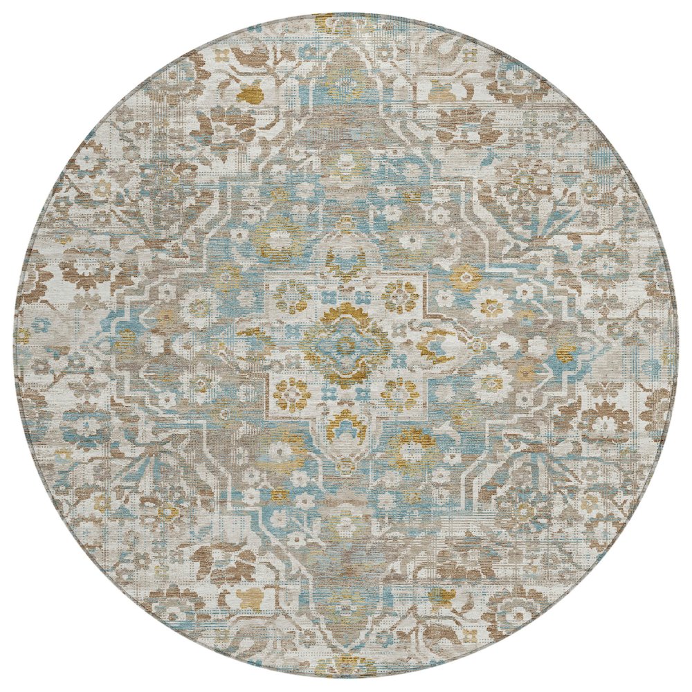 Machine Washable Indoor/Outdoor Chantille ACN2782 Ivory 8' x 8' Round Rug. Picture 1