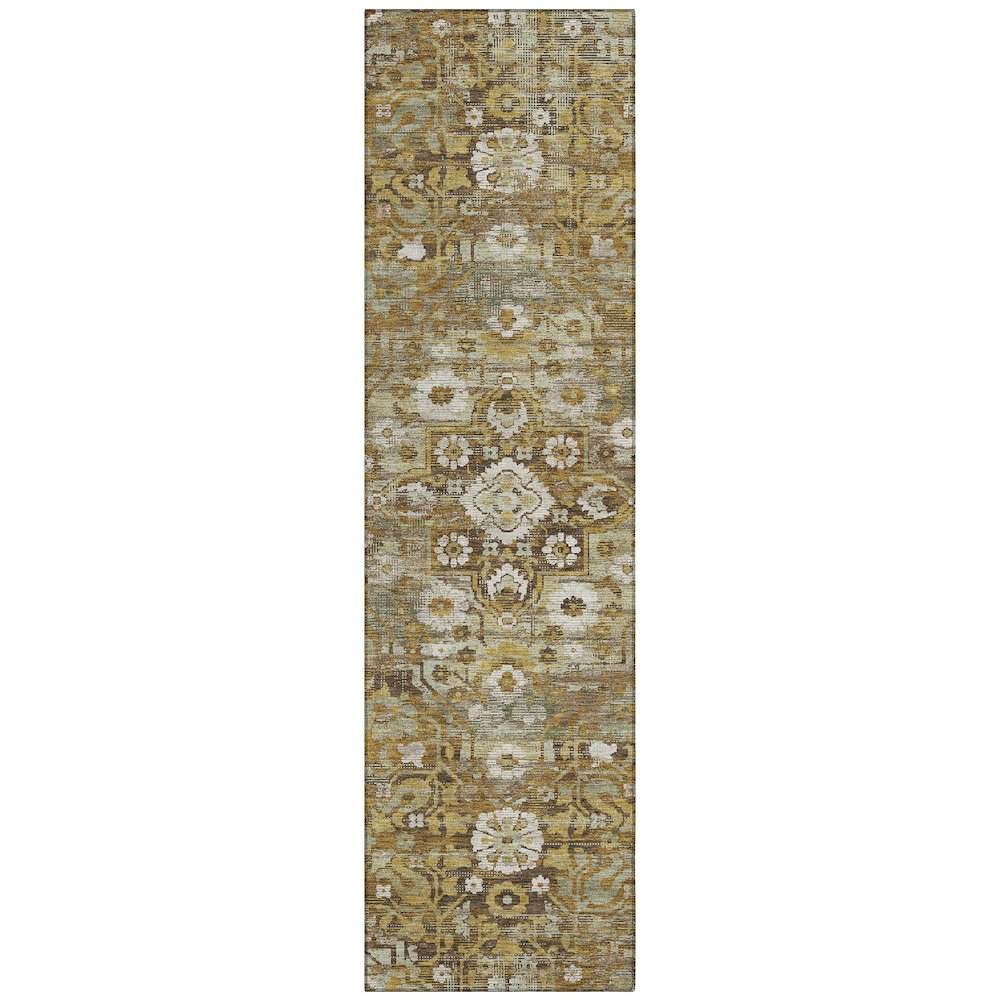 Machine Washable Indoor/Outdoor Chantille ACN2782 Gold 2'3" x 7'6" Runner Rug. Picture 1