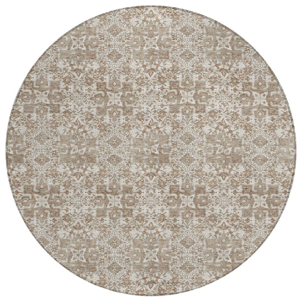 Machine Washable Indoor/Outdoor Chantille ACN2783 Brown 8' x 8' Round Rug. Picture 1