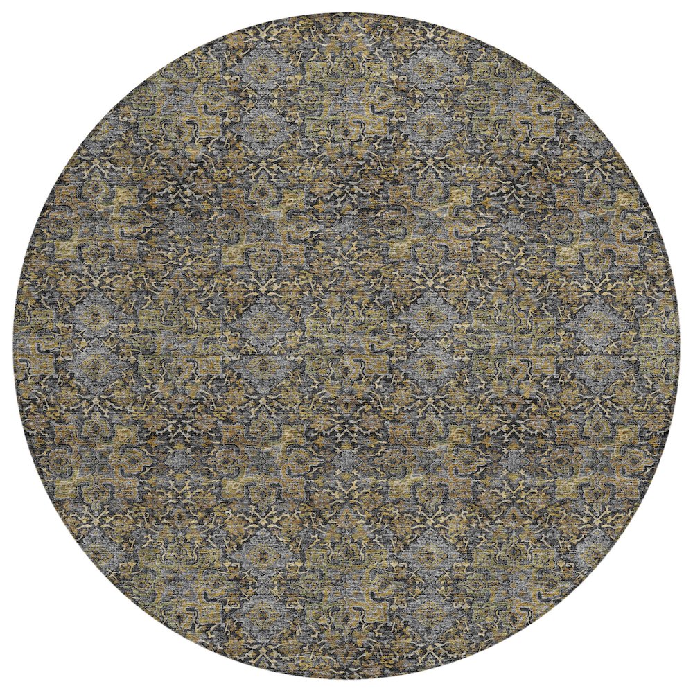 Machine Washable Indoor/Outdoor Chantille ACN2783 Black 8' x 8' Round Rug. Picture 1