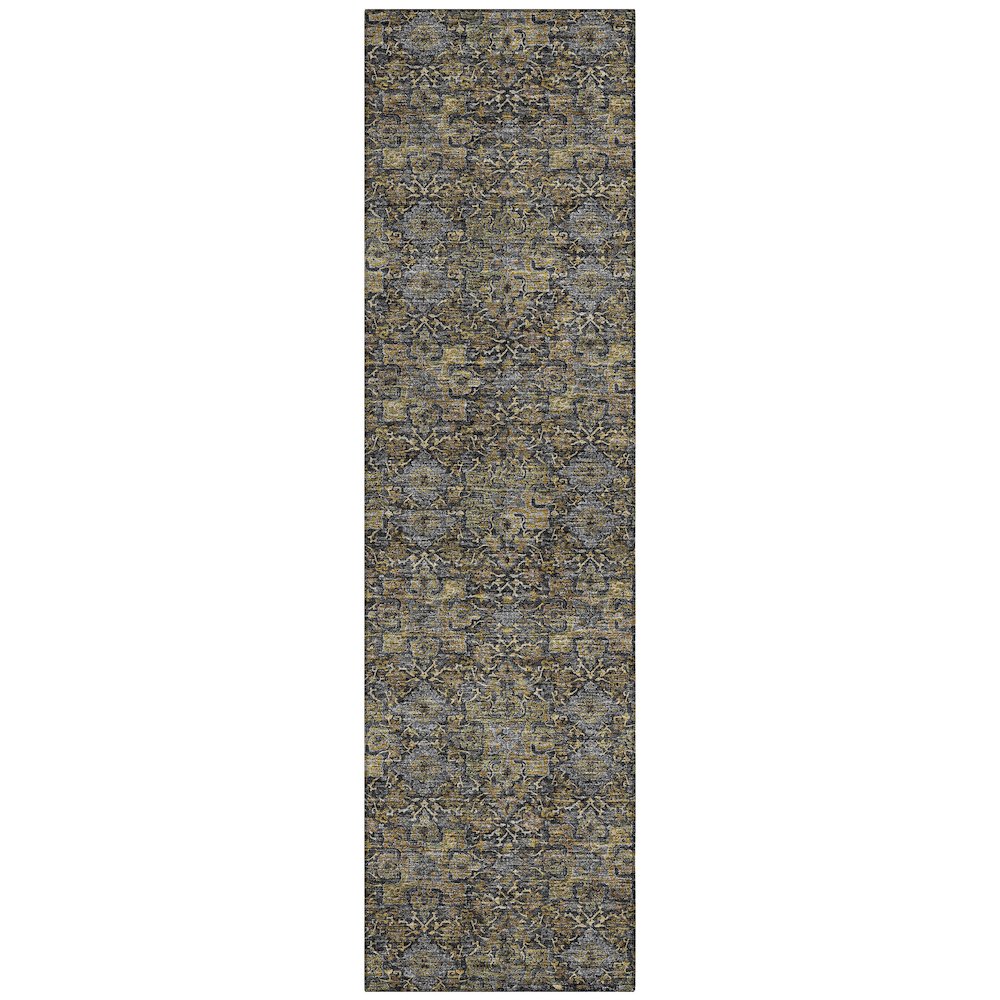 Machine Washable Indoor/Outdoor Chantille ACN2783 Black 2'3" x 7'6" Runner Rug. Picture 1