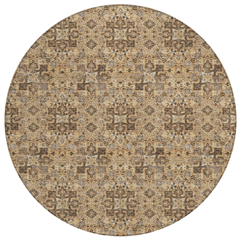 Machine Washable Indoor/Outdoor Chantille ACN2783 Orange 8' x 8' Round Rug. Picture 1