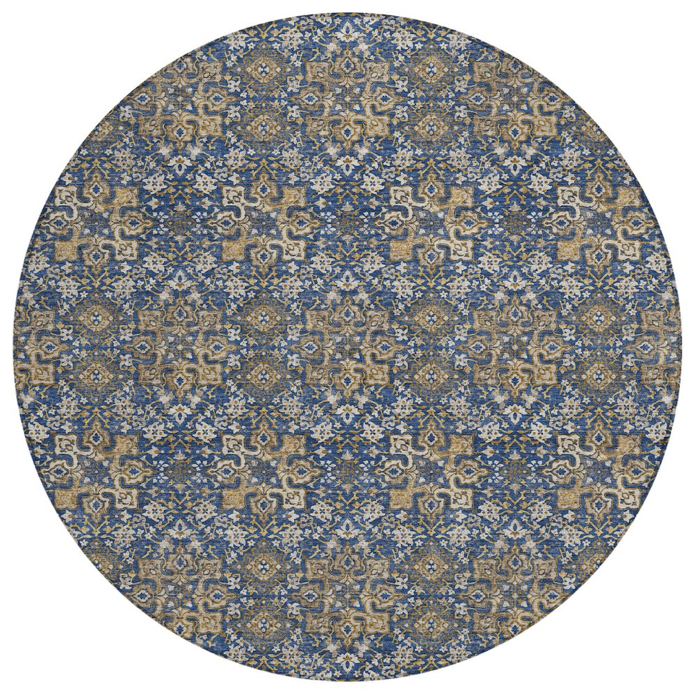 Machine Washable Indoor/Outdoor Chantille ACN2783 Blue 8' x 8' Round Rug. Picture 1