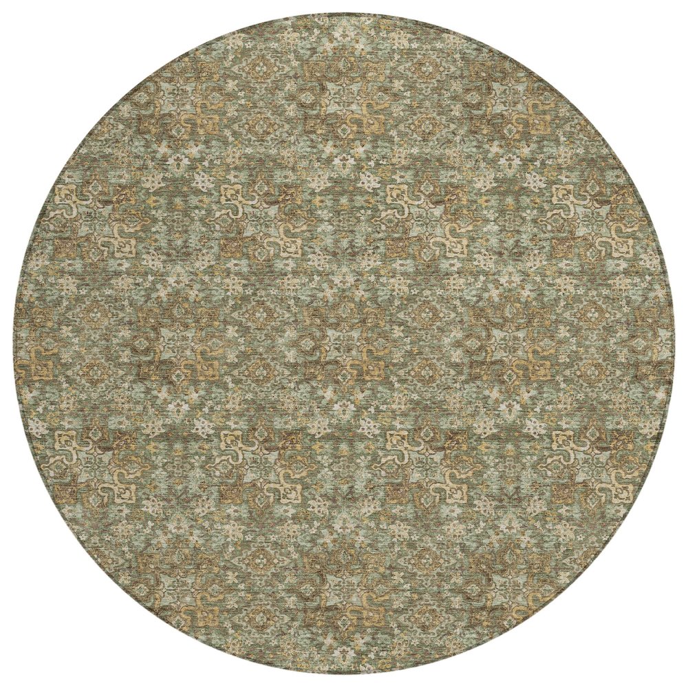 Machine Washable Indoor/Outdoor Chantille ACN2783 Green 8' x 8' Round Rug. Picture 1