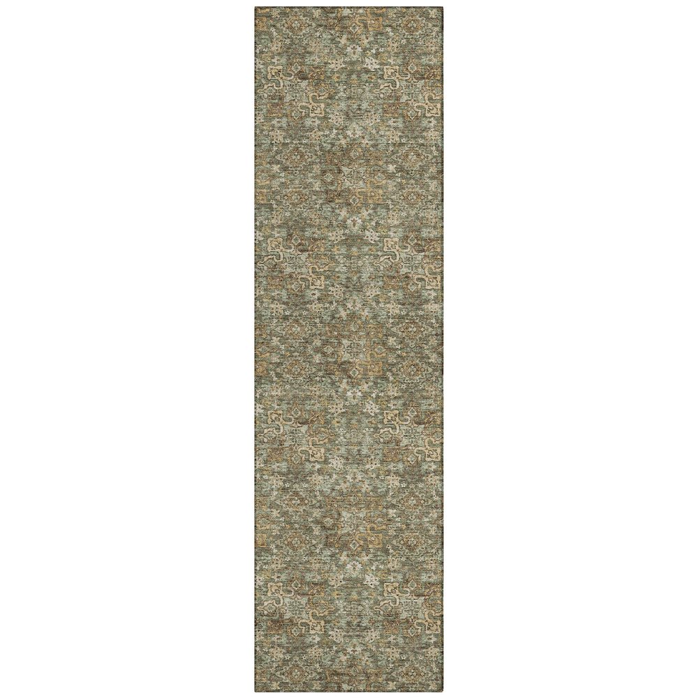Machine Washable Indoor/Outdoor Chantille ACN2783 Green 2'3" x 7'6" Runner Rug. Picture 1