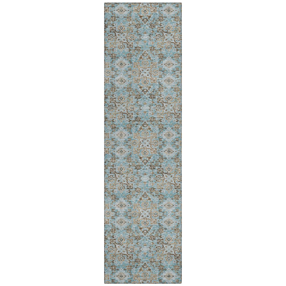 Machine Washable Indoor/Outdoor Chantille ACN2783 Teal 2'3" x 7'6" Runner Rug. Picture 1
