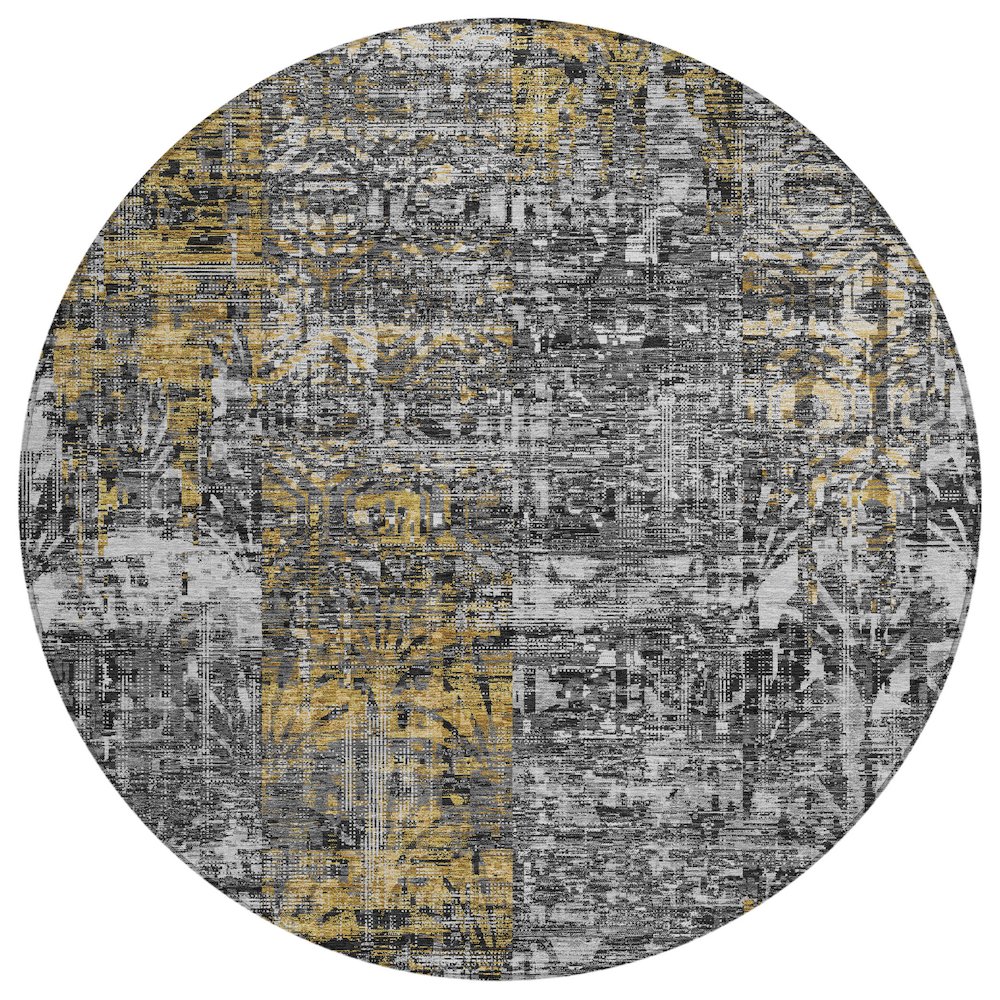 Machine Washable Indoor/Outdoor Chantille ACN2785 Black 8' x 8' Round Rug. Picture 1