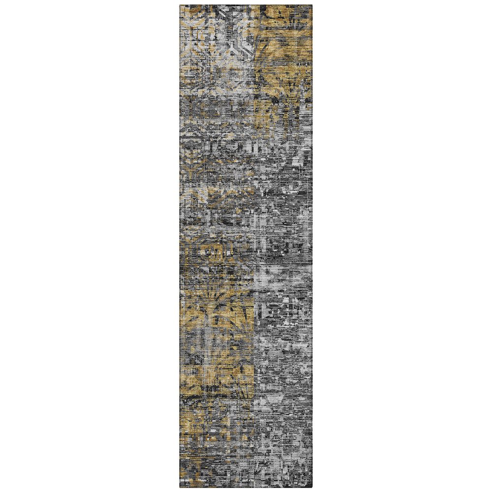 Machine Washable Indoor/Outdoor Chantille ACN2785 Black 2'3" x 7'6" Runner Rug. Picture 1