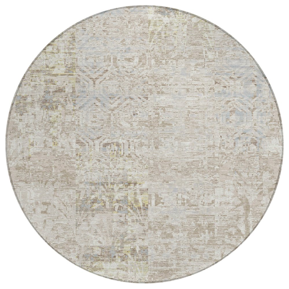Machine Washable Indoor/Outdoor Chantille ACN2785 Ivory 8' x 8' Round Rug. Picture 1