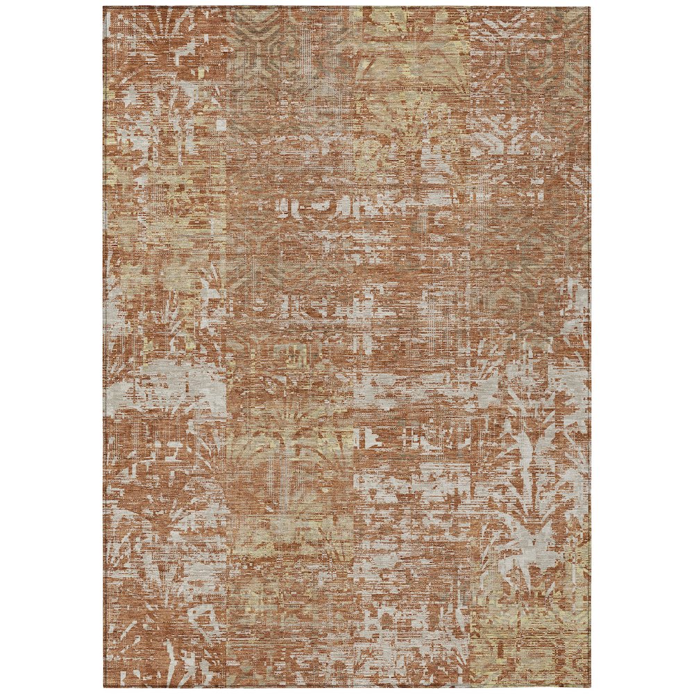 Machine Washable Indoor/Outdoor Chantille ACN2785 Orange 3' x 5' Rug. Picture 1