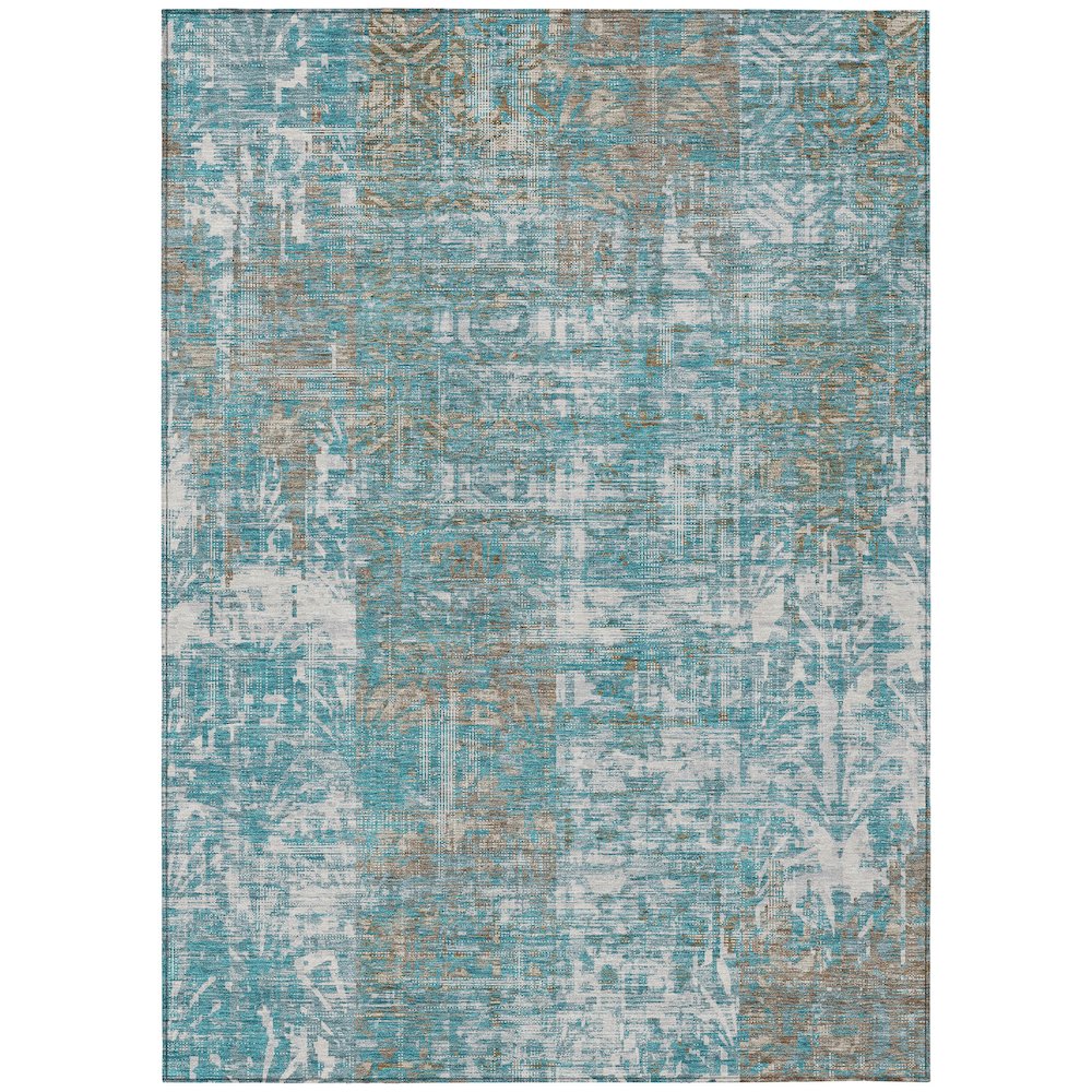 Machine Washable Indoor/Outdoor Chantille ACN2785 Teal 3' x 5' Rug. Picture 1