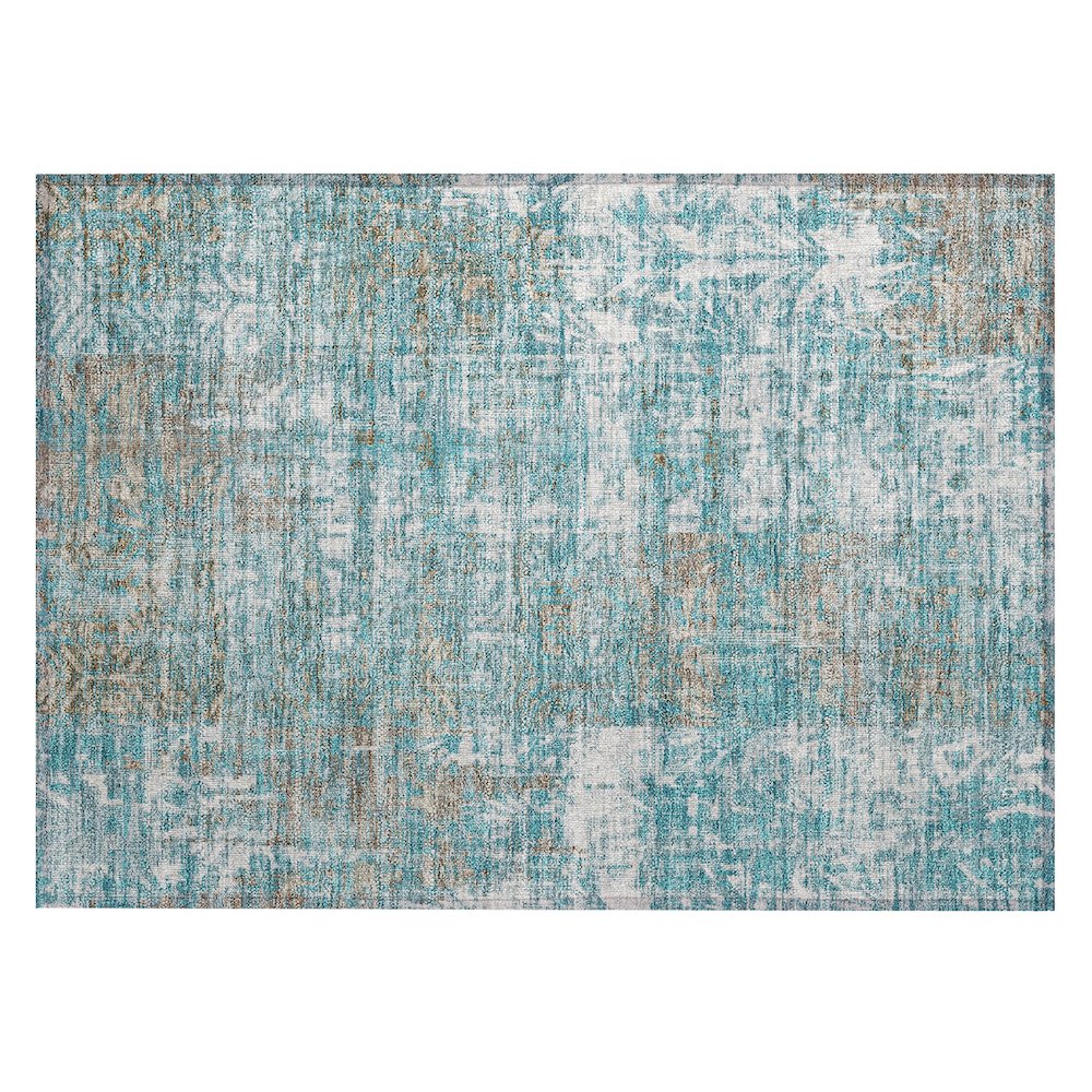 Machine Washable Indoor/Outdoor Chantille ACN2785 Teal 1'8" x 2'6" Rug. Picture 1