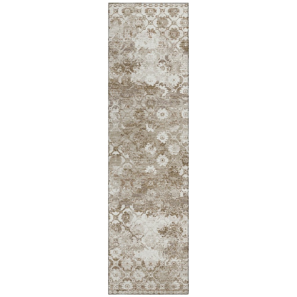 Machine Washable Indoor/Outdoor Chantille ACN2786 Brown 2'3" x 7'6" Runner Rug. Picture 1