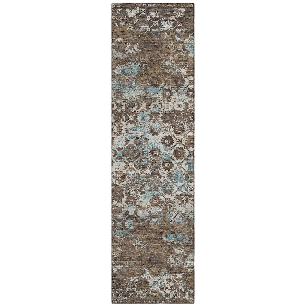 Machine Washable Indoor/Outdoor Chantille ACN2786 Brown 2'3" x 7'6" Runner Rug. Picture 1
