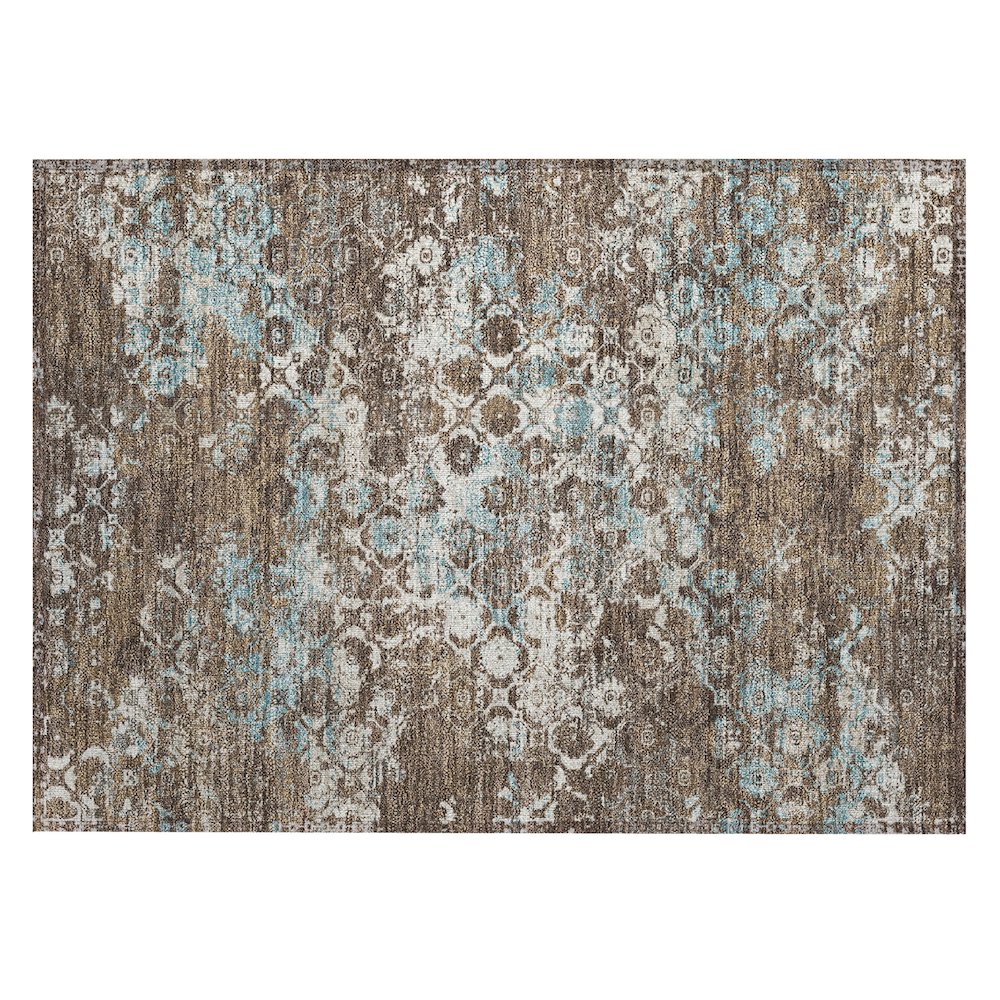 Machine Washable Indoor/Outdoor Chantille ACN2786 Brown 1'8" x 2'6" Rug. Picture 1