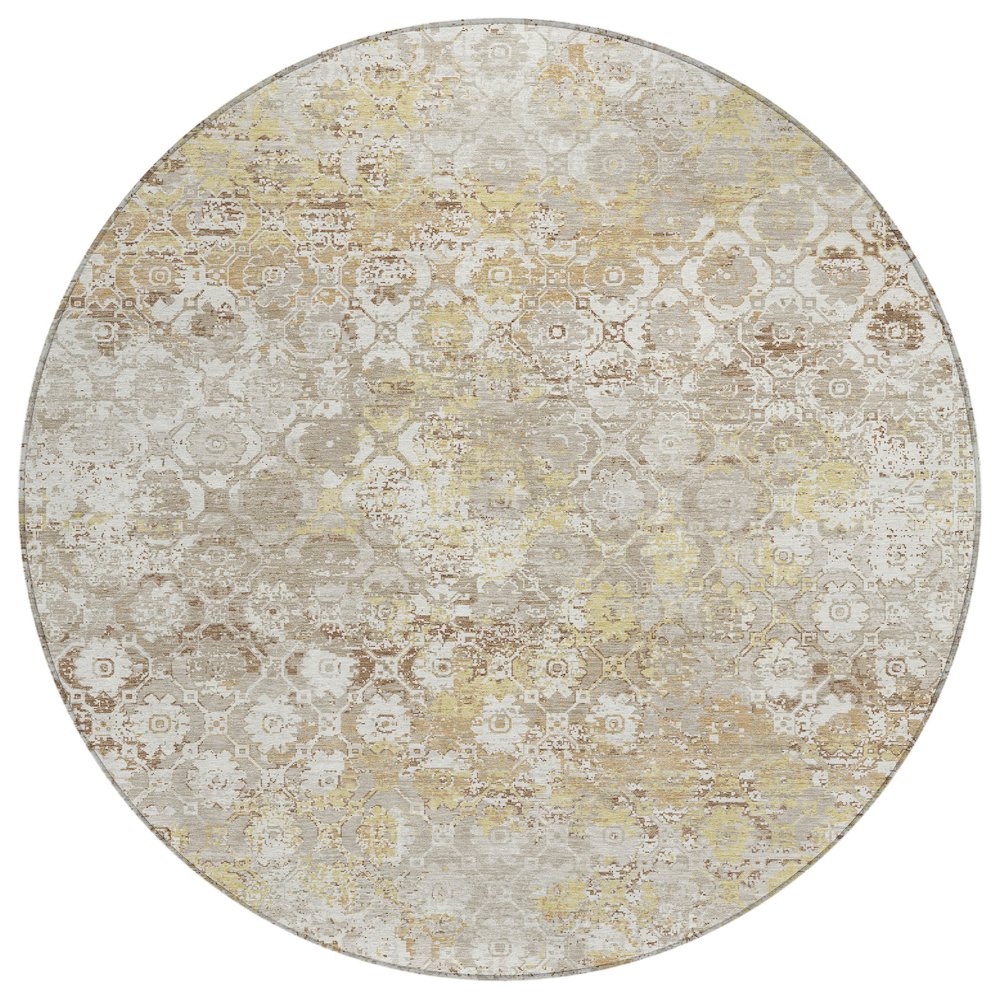 Machine Washable Indoor/Outdoor Chantille ACN2786 Ivory 8' x 8' Round Rug. Picture 1