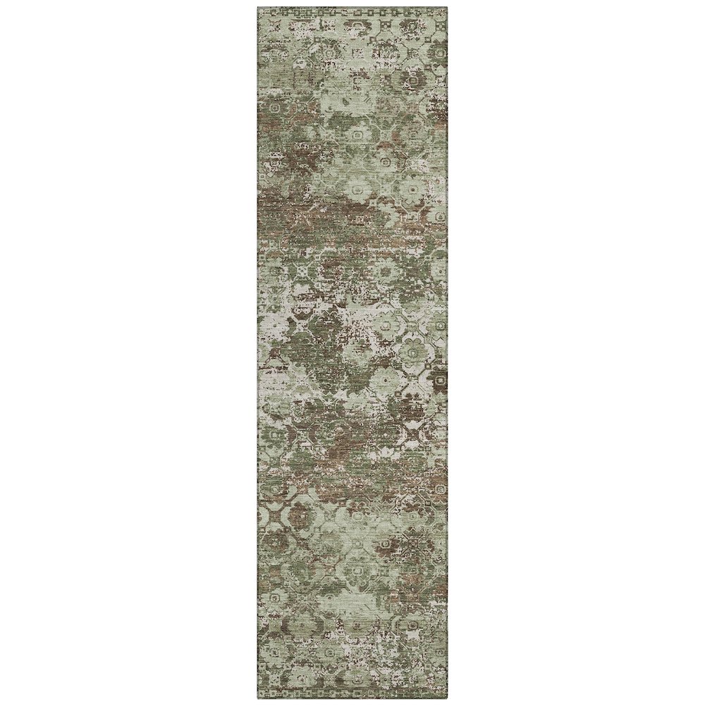 Machine Washable Indoor/Outdoor Chantille ACN2786 Green 2'3" x 7'6" Runner Rug. Picture 1