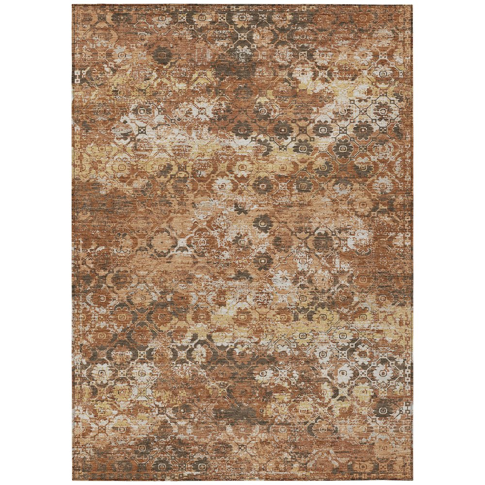 Machine Washable Indoor/Outdoor Chantille ACN2786 Orange 3' x 5' Rug. Picture 1