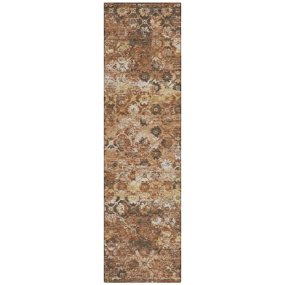Machine Washable Indoor/Outdoor Chantille ACN2786 Orange 2'3" x 7'6" Runner Rug. Picture 1