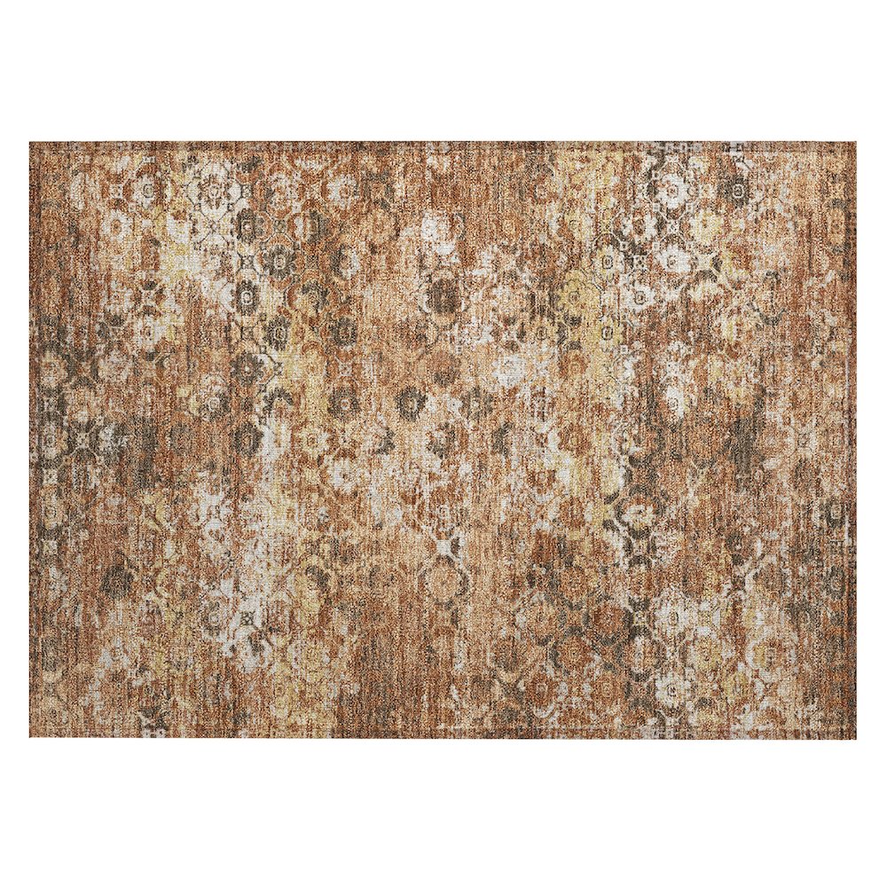 Machine Washable Indoor/Outdoor Chantille ACN2786 Orange 1'8" x 2'6" Rug. Picture 1